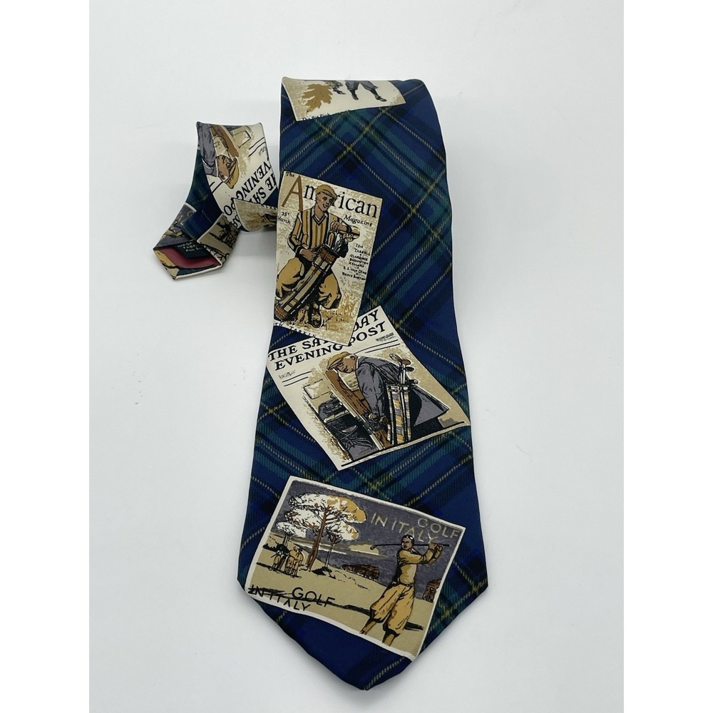 Bret Pulitzer‎ Men's Necktie Tie Collectors Vintage Silk USA Golf Preppy Career